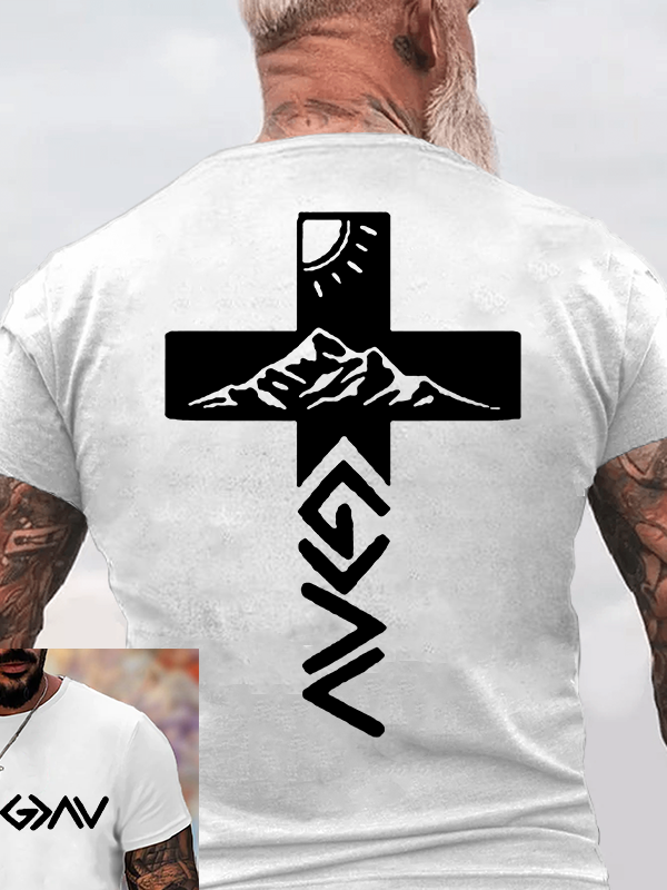 Man Of God Husband Dad Jesus God Christian Cotton T-Shirt