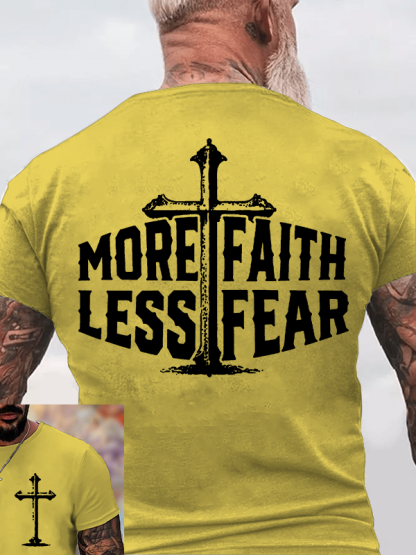 More Faith Less Fear Jesus God Christian Cotton T-Shirt