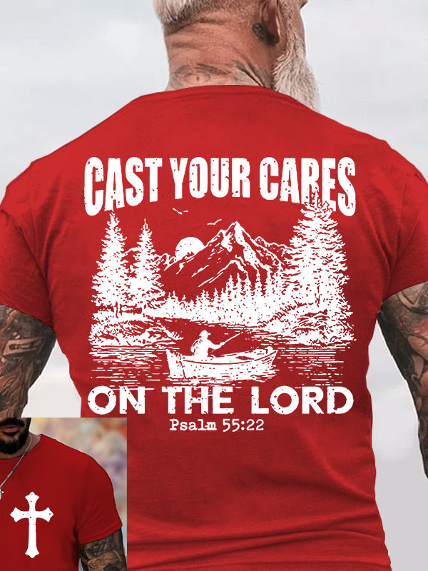 Cast Your Cares on The Lord Jesus God Christian Cotton T-Shirt