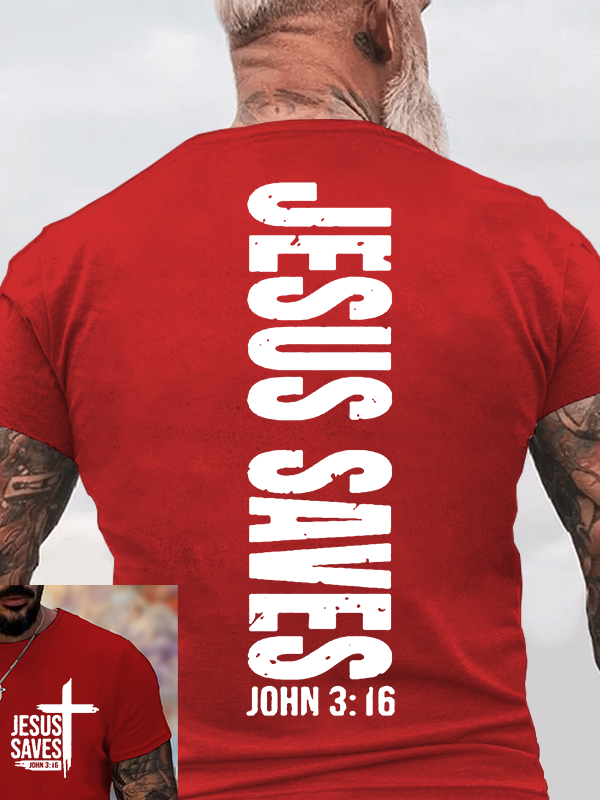 Jesus Saves Jesus God Christian Cotton T-Shirt