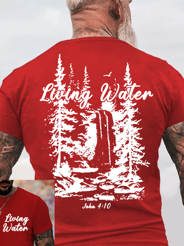 Living Water Jesus God Christian Cotton T-Shirt