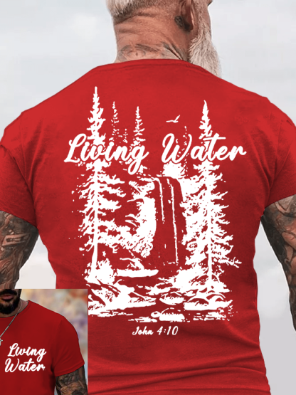 Living Water Jesus God Christian Cotton T-Shirt