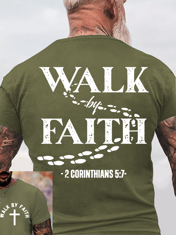 Walk By Faith Jesus God Christian Cotton T-Shirt