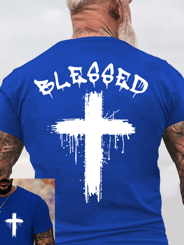 Blessed Cross Jesus God Christian Cotton T-Shirt