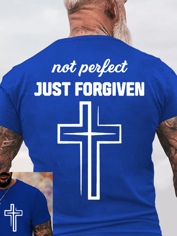 Not Perfect Just Forgiven Jesus God Christian Cotton T-Shirt