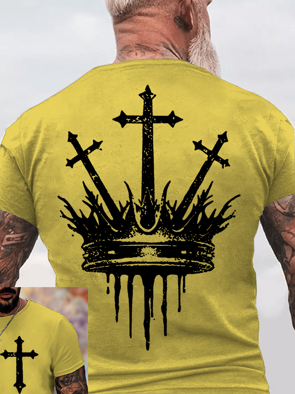 Cross Crown Jesus God Christian Cotton T-Shirt