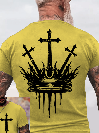 Cross Crown Jesus God Christian Cotton T-Shirt