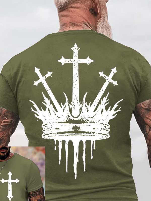 Cross Crown Jesus God Christian Cotton T-Shirt
