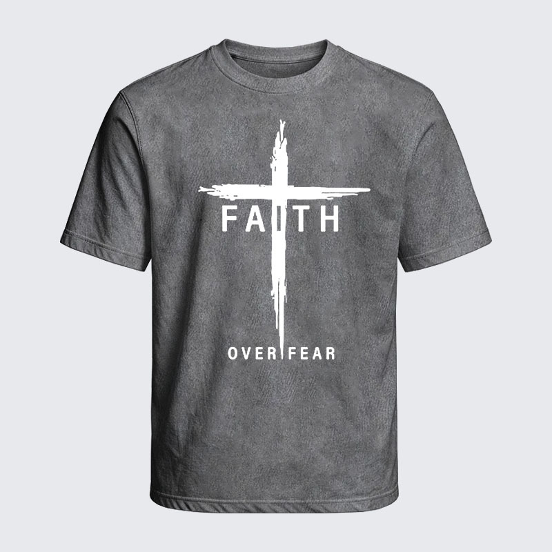 Washed T-Shirt - Faith Over Fear Cross