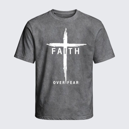 Washed T-Shirt - Faith Over Fear Cross