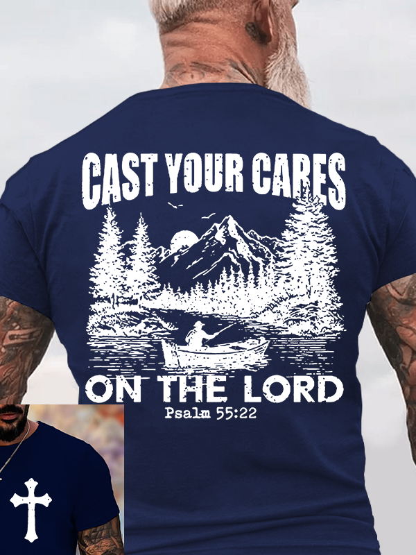 Cast Your Cares on The Lord Jesus God Christian Cotton T-Shirt