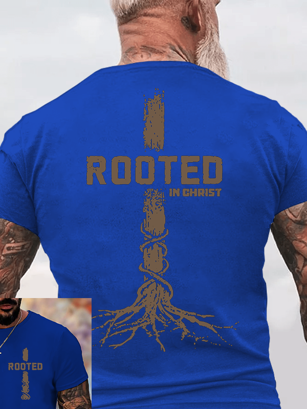 Rooted in Christ  Jesus God Christian Cotton T-Shirt