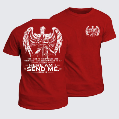 Classic Cotton Tee -  Here I Am Send Me Isaiah 6:8 Knight Templar Crusader