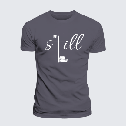 Be Still And Know Cross Jesus God Christian Premium Mercerized Cotton Tee