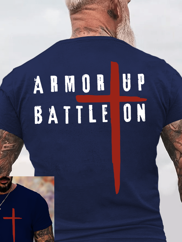  Armor Up Battle Ephesians 6:11 Jesus God Christian Cotton T-Shirt