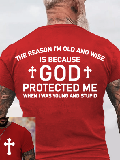 God Protected Me Jesus God Christian Cotton T-Shirt