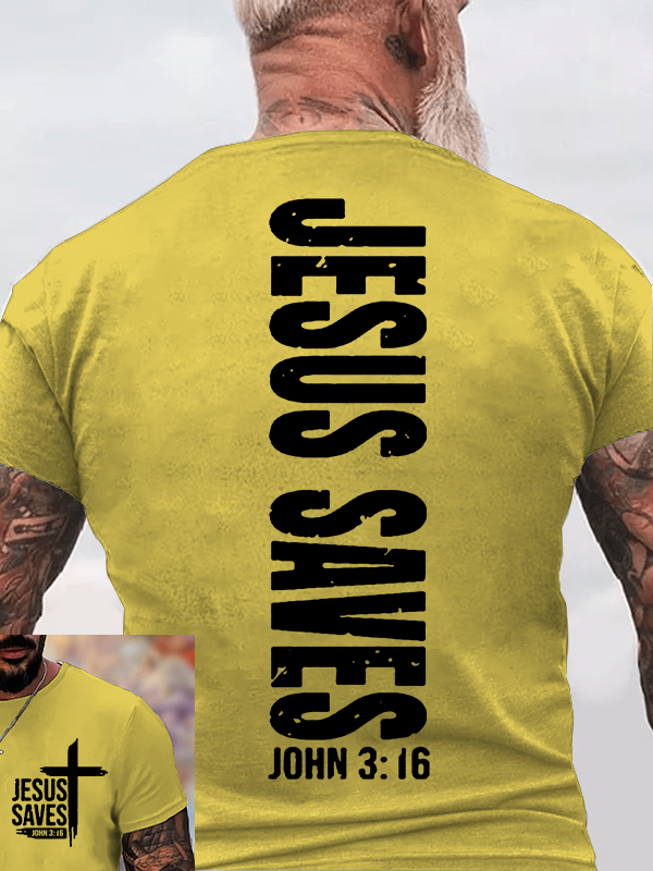 Jesus Saves Jesus God Christian Cotton T-Shirt