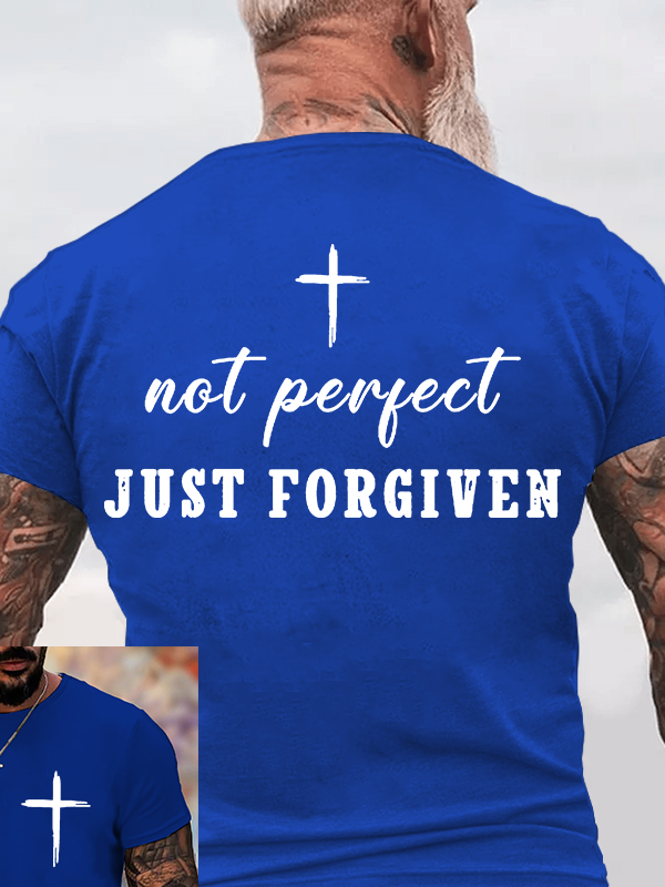 Not Perfect Just Forgiven Jesus God Christian Cotton T-Shirt