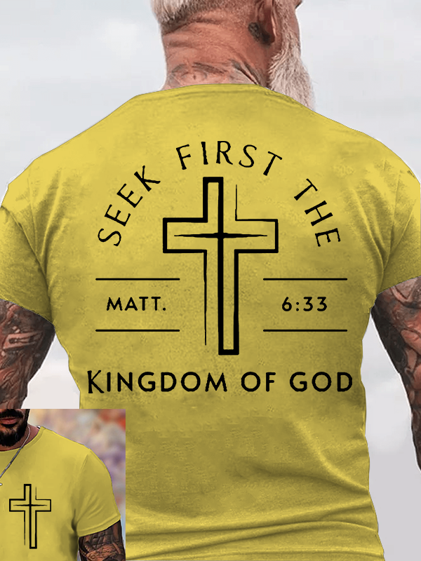 Seek First The Kingdom Of God Jesus God Christian Cotton T-Shirt