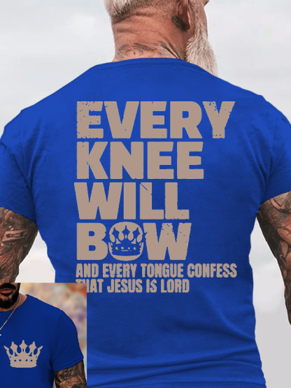 Every Knee Will Bow Jesus God Christian Cotton T-Shirt