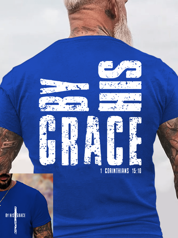 By His Grace Jesus God Christian Cotton T-Shirt
