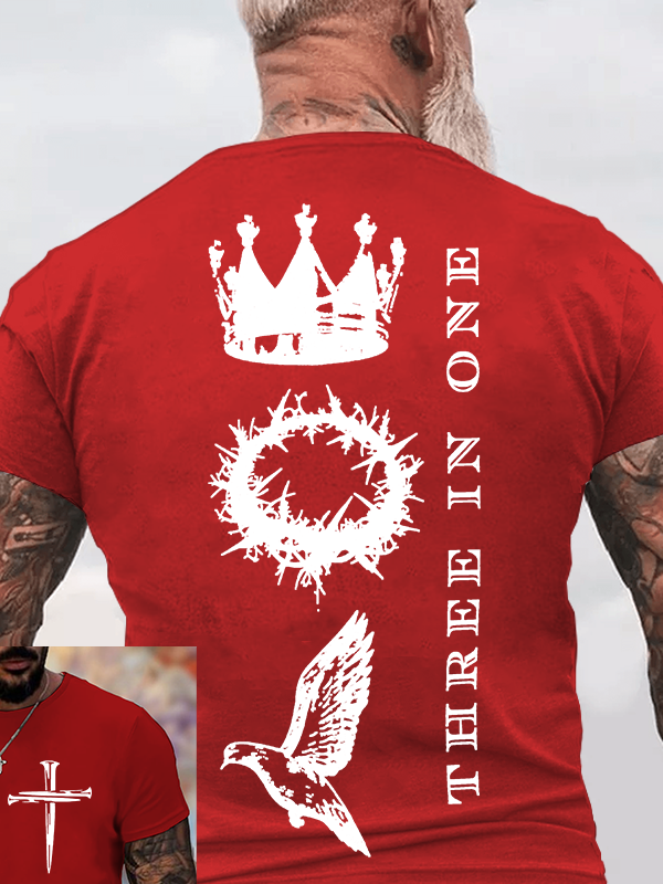 Three In One  Jesus God Christian Cotton T-Shirt