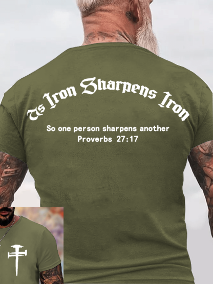Iron Sharpens Iron Jesus God Christian Cotton T-Shirt