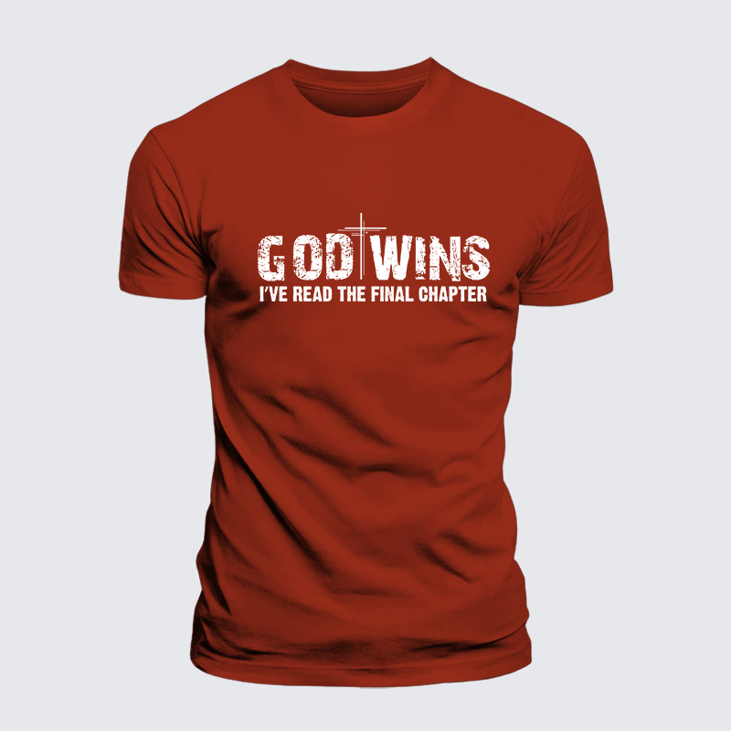 God Wins I've Read the Final Chapter Jesus God Christian Premium Mercerized Cotton Tee