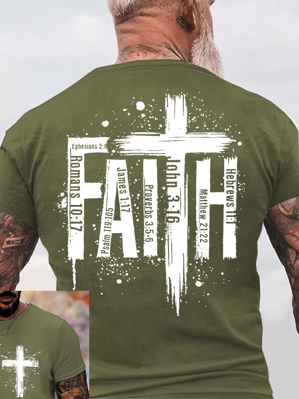 Faith Cross Jesus God Christian Cotton T-Shirt