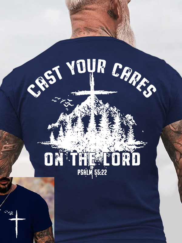 Cast Your Cares on The Lord Jesus God Christian Cotton T-Shirt