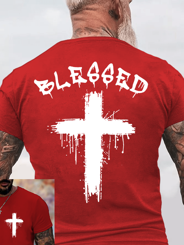 Blessed Cross Jesus God Christian Cotton T-Shirt