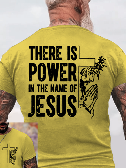 There Is Power In The Name Of Jesus Jesus God Christian Cotton T-Shirt