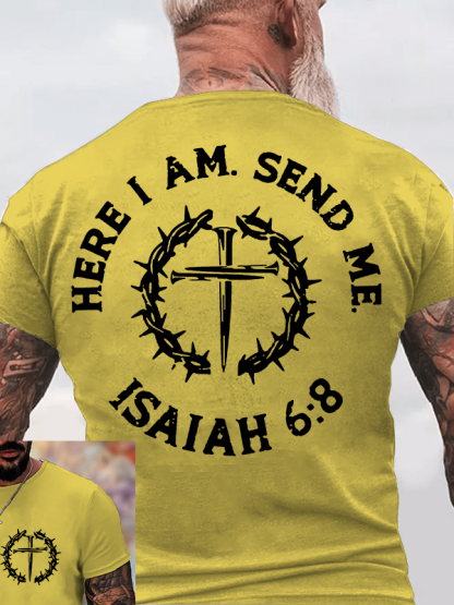 Here I Am, Send Me Jesus God Christian Cotton T-Shirt