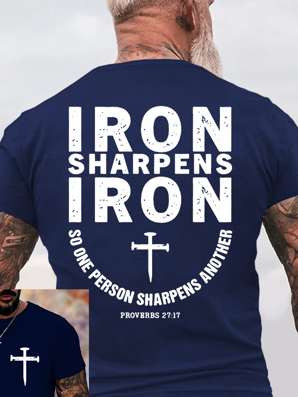 Proverbs 27:17 Jesus God Christian Cotton T-Shirt