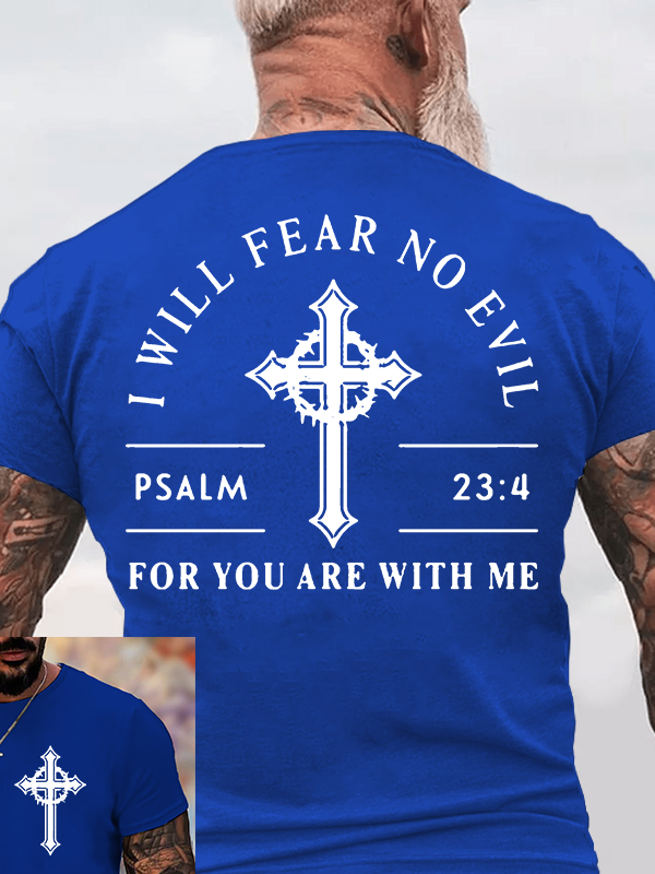  I Will Fear No Evil Jesus God Christian Cotton T-Shirt
