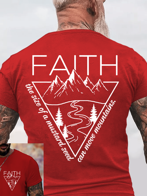 Faith Can Move Mountains Jesus God Christian Cotton T-Shirt