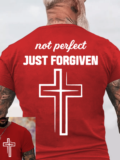 Not Perfect Just Forgiven Jesus God Christian Cotton T-Shirt
