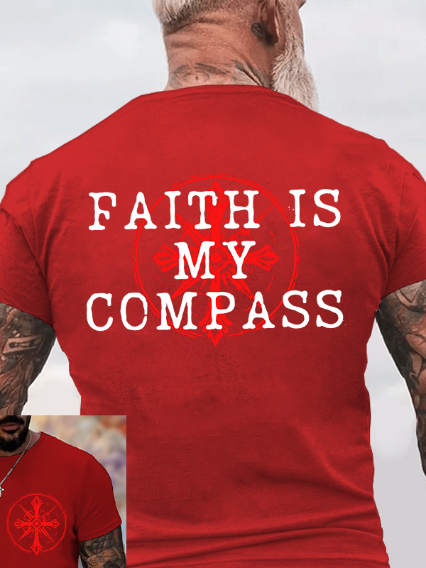 Faith Is My Compass Jesus God Christian Cotton T-Shirt