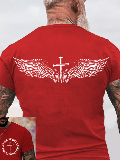 He Will Cover You With His Feather Jesus God Christian Cotton T-Shirt