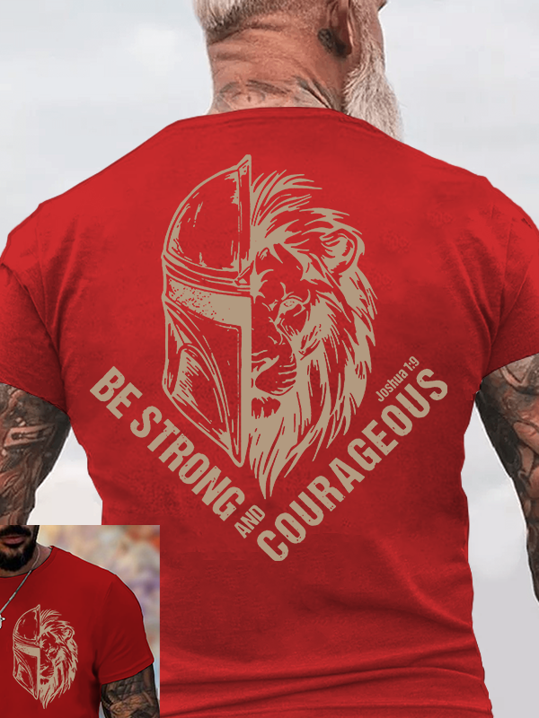 Be Strong and Courageous Jesus God Christian Cotton T-Shirt