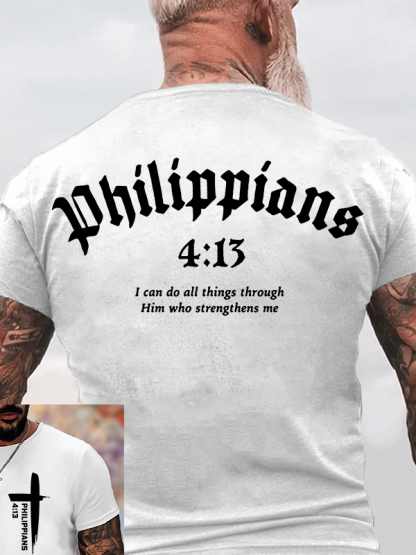 Philippians 4:13 Cross Jesus God Christian Cotton T-Shirt