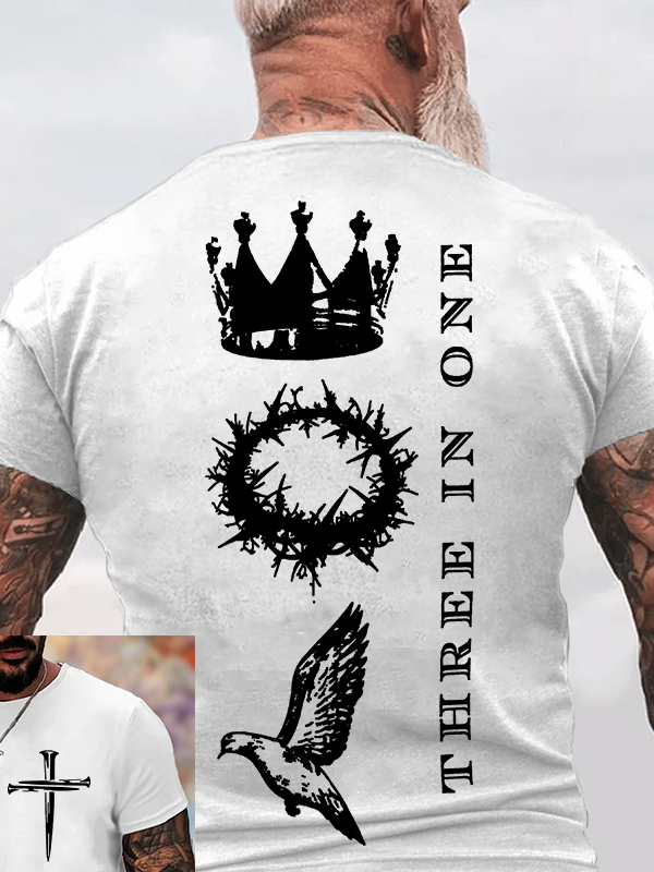 Three In One  Jesus God Christian Cotton T-Shirt