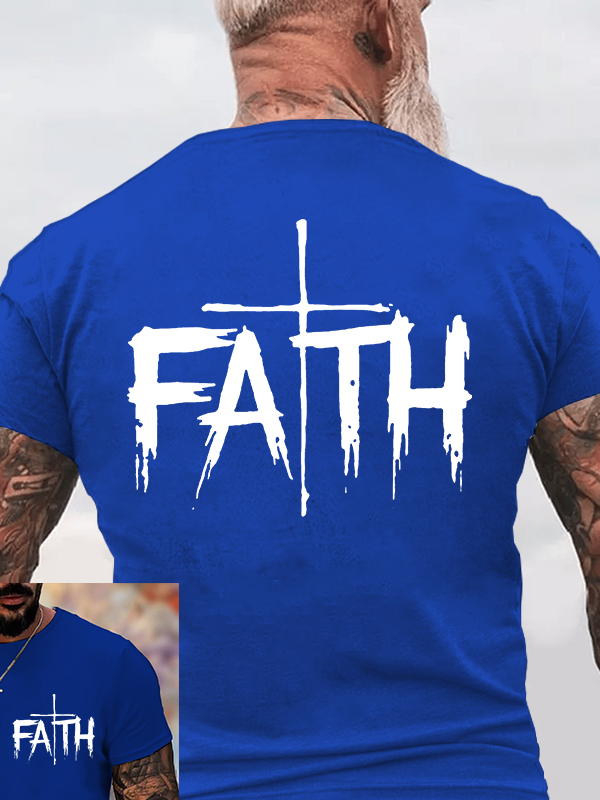  Faith Cross Jesus God Christian Cotton T-Shirt