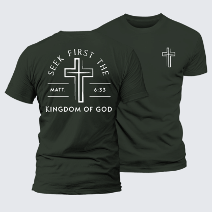 Seek First The Kingdom Of God Jesus God Christian Premium Mercerized Cotton Tee