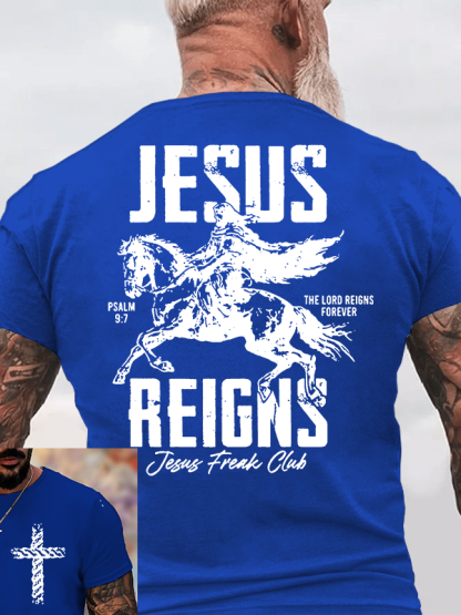 Jesus Reigns Jesus God Christian Cotton T-Shirt