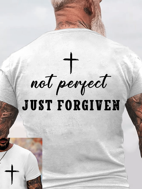 Not Perfect Just Forgiven Jesus God Christian Cotton T-Shirt