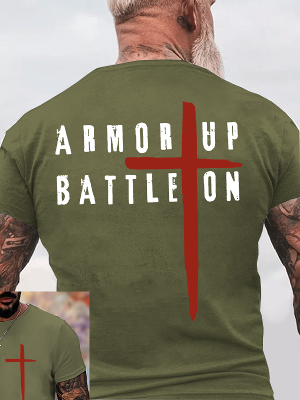  Armor Up Battle Ephesians 6:11 Jesus God Christian Cotton T-Shirt