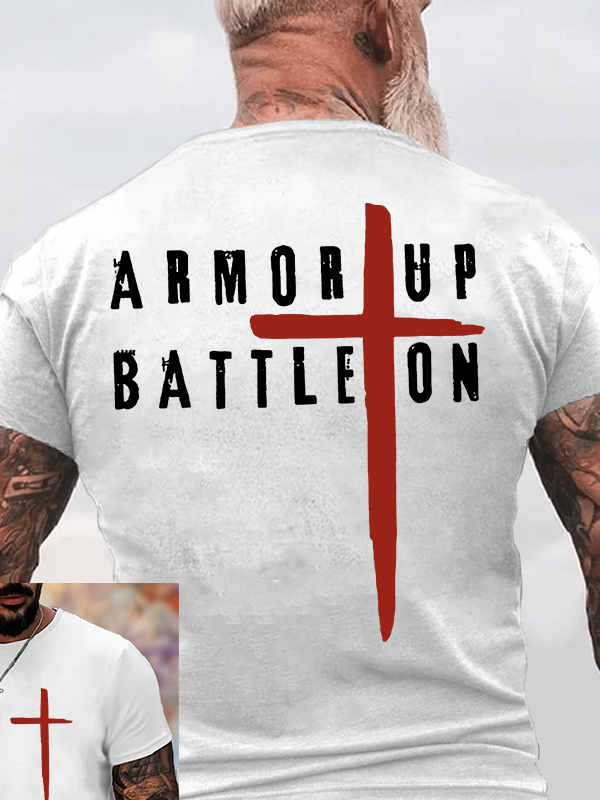 Armor Up Battle Ephesians 6:11 Jesus God Christian Cotton T-Shirt