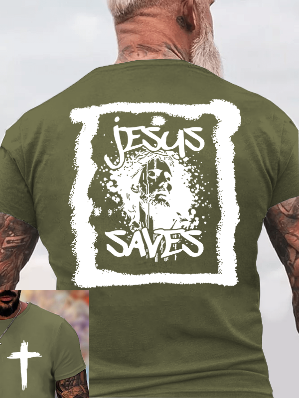 Jesus Saves Jesus God Christian Cotton T-Shirt
