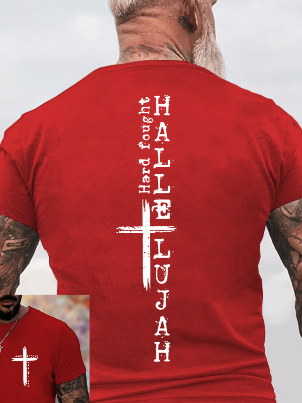 Hard fought hallelujah Jesus God Christian Cotton T-Shirt